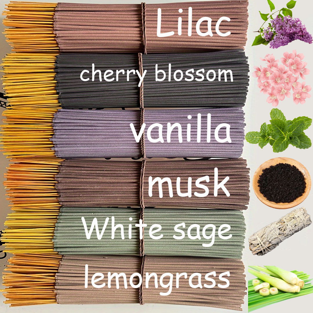 Home Fragrance Vanilla Scented Candle - 150本入り天然竹製お香セット - ミント、バイオレット、桜、ムスク、レモングラス、バニラの香り、家庭、オフィス、ヨガ、瞑想、クリスマスの装飾に最適 - 長持ちするエッセンシャルオイルと木粉、羽根なし、ハロウィン、イースター、クリスマス、瞑想アクセサリー、エレガントなパッケージ、高品質の香り、お香、バクール、お香立て、オリジナルのアラビア香、お香