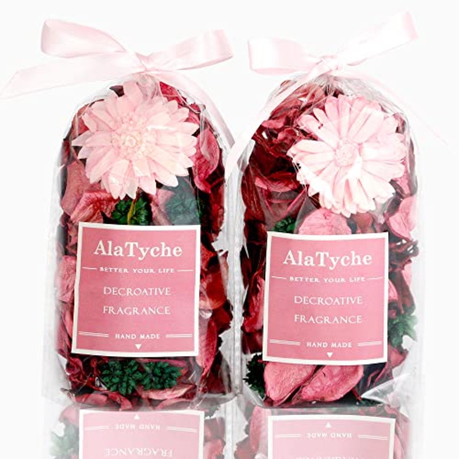 Potpourri Dried Flower - ピンクのポプリバッグ、バラの香りの装飾ボウルフィラー、100g、2個入り、長持ちする香り、花瓶フィラー、ドライフラワー、フレームレスH