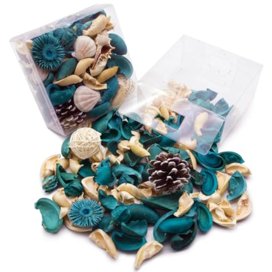 Potpourri Dried Flower - 貝殻ポプリバッグ、オーシャンブリーズの香りのドライフラワーポプリボウルフィラー、ターコイズ色の花瓶フィラー、ホームフレグランスサシェ