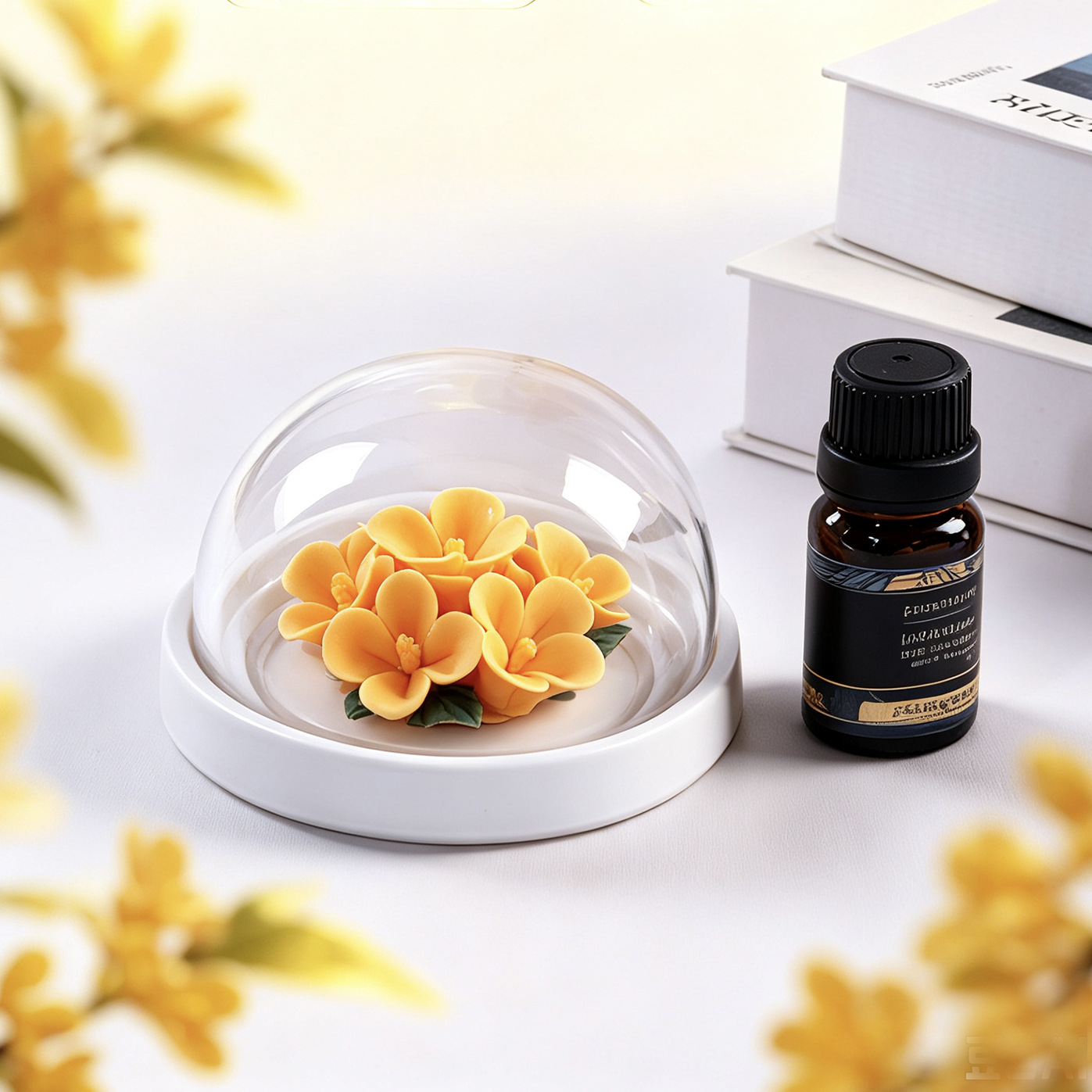 Home Fragrance Business - セラミック製キンモクセイの花のアロマディフューザーセット 高級ビジネスギフト 中秋の贈り物 ホームフレグランス装飾品 記念品
