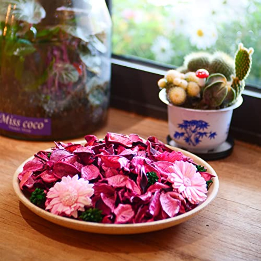 ピンクのポプリバッグ、バラの香りの装飾ボウルフィラー、100 - Potpourri Dried Flower のレビューと価格